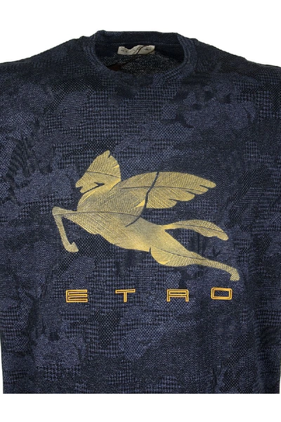 Shop Etro T-shirt With Pegaso Print In Blue