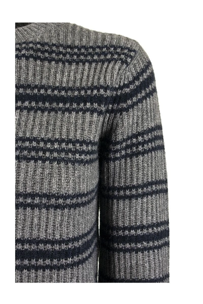 Shop Max Mara Maxmara Teano Wool And Cashmere Yarn Jumper In Blue/grey