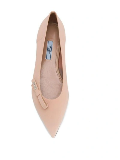 Shop Prada Techno Pink Ballet Flats In Marrone