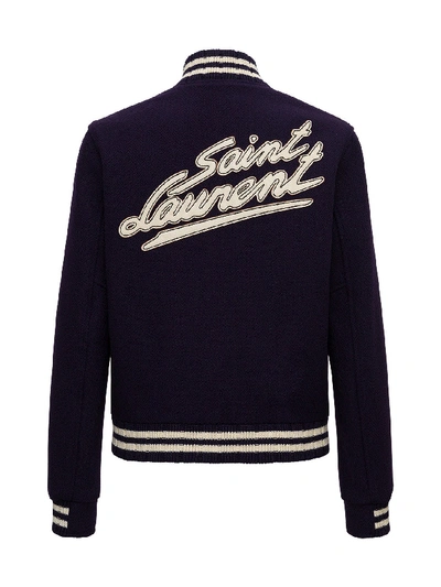 Shop Saint Laurent Teddy Jacket In Blu