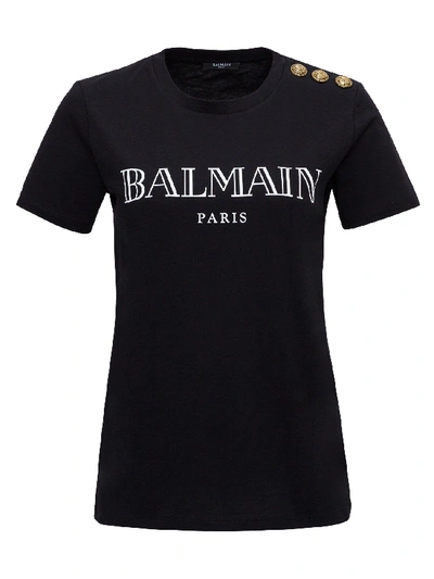 Shop Balmain Tee With Logo In Black