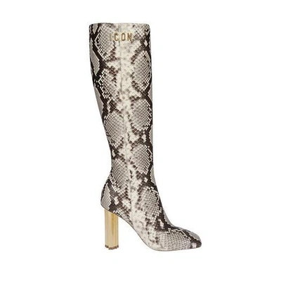 Dsquared2 Texan Python Leather Boots In Nero