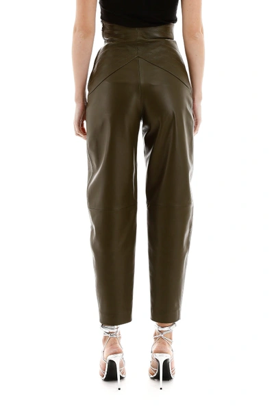 Shop Attico The  Butterfly Leather Pants In Verde Militare