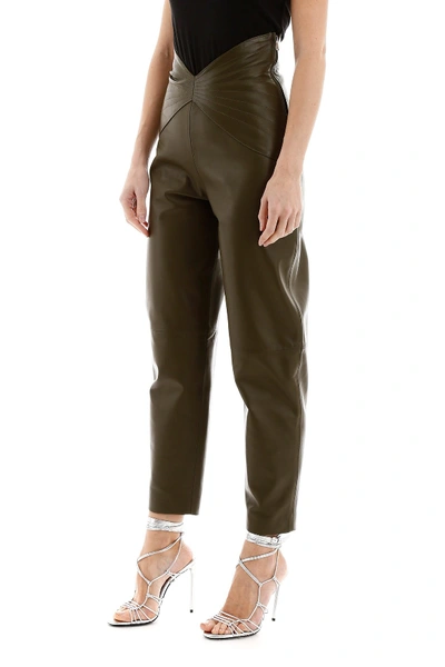 Shop Attico The  Butterfly Leather Pants In Verde Militare