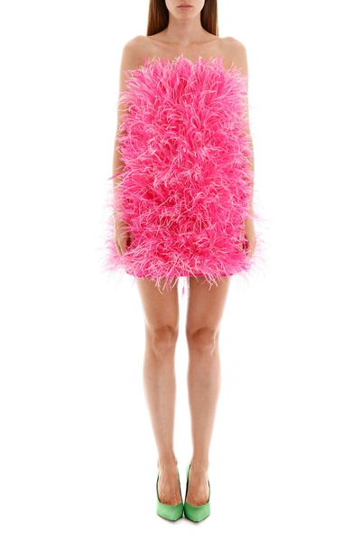 Shop Attico The  Feather Mini Dress In Pink
