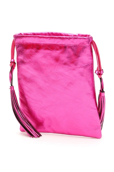 Shop Attico The  Laminated Nappa Mini Bag In Fuchsia