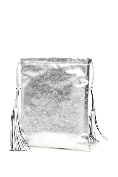 Shop Attico The  Laminated Nappa Mini Bag In Silver