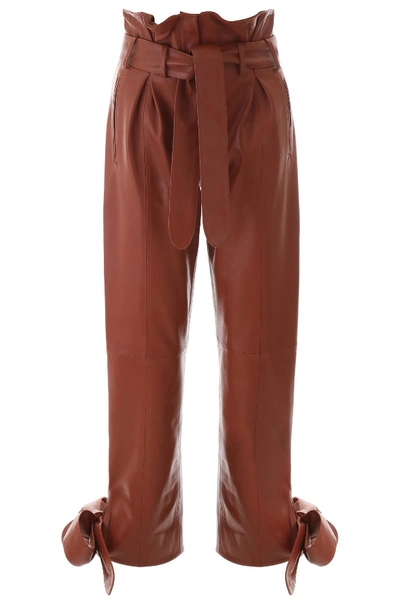 Shop Attico The  Leather Trousers In Cognac
