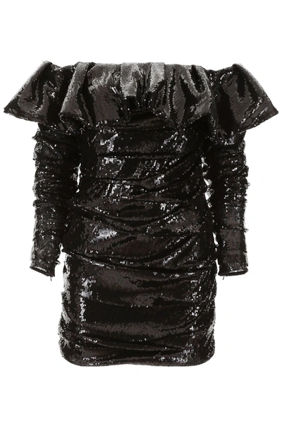 Shop Attico The  Sequins Mini Dress In Black