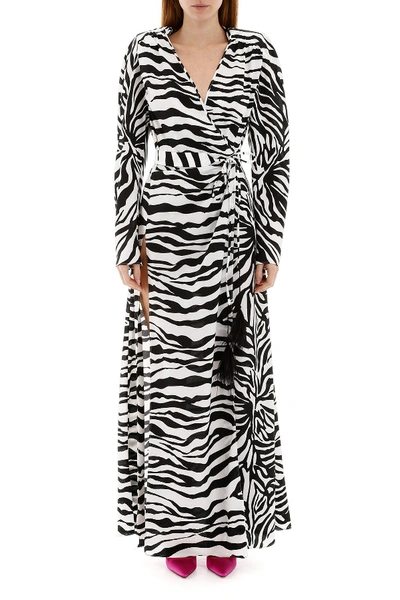Shop Attico The  Zebra Print Dress In Bianco Nero