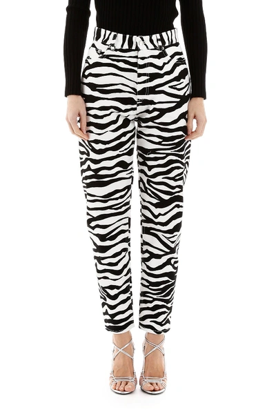 Shop Attico The  Zebra Print Trousers In Bianco Nero