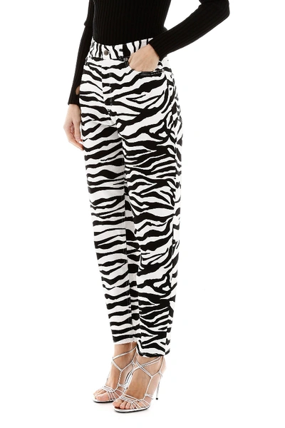 Shop Attico The  Zebra Print Trousers In Bianco Nero