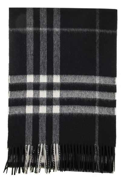 Shop Burberry The Classic Check Cashmere Scarf In Black