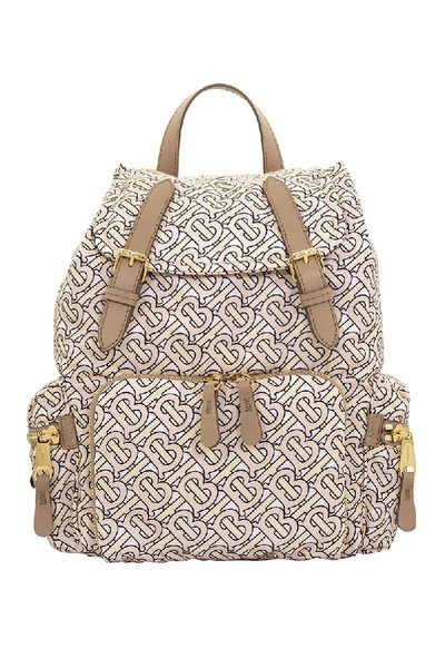 Shop Burberry The Medium Rucksack In Monogram Print Nylon In Blush