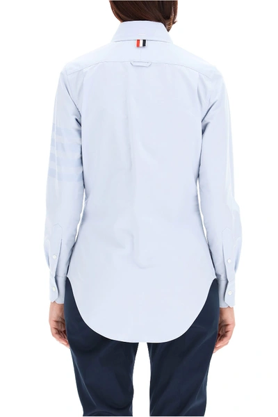 Shop Thom Browne 4-bar Cotton Shirt In Light Blue