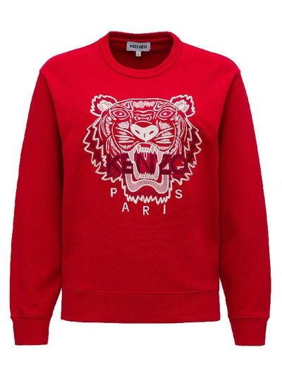 Shop Kenzo Tiger Logo Sweatshirt In Red