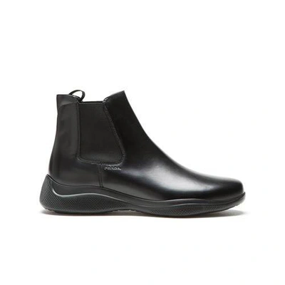 Shop Prada Toblach Ankle Boot In Black Leather