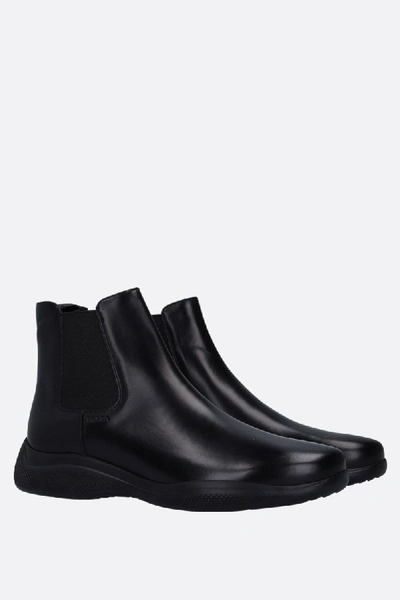 Shop Prada Toblach Ankle Boot In Black Leather