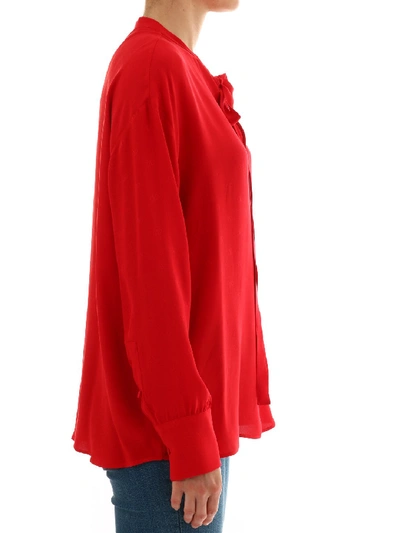 Shop Valentino Top In Jacquard Satin Vlogo In Red