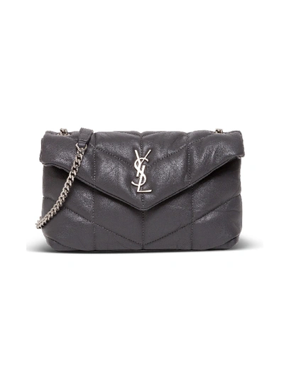 Shop Saint Laurent Toy Puffer Loulou Bag In Monograme Matelassè Leather 23 X 15.5 X 8.5 Cm In Grey
