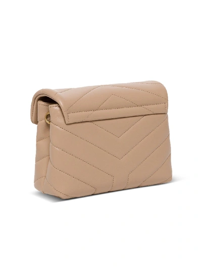 Shop Saint Laurent Toy Strap Loulou Bag In Monograme Matelassè Leather 20 X 14 X 7.5 Cm In Beige