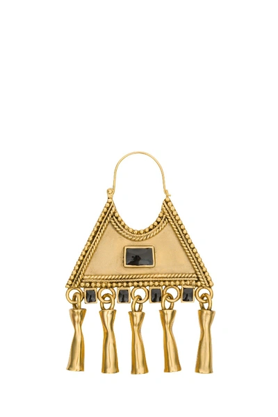 Shop Saint Laurent Triangular Earrings In Metallic