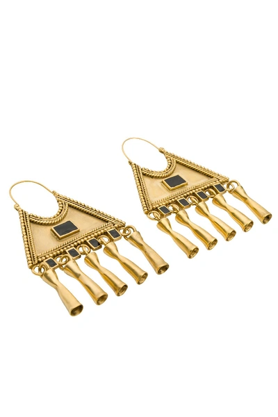 Shop Saint Laurent Triangular Earrings In Metallic