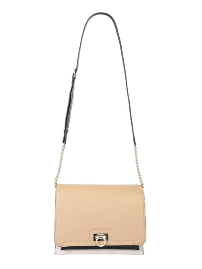 Shop Ferragamo Trifolio Bag With Flap In Beige