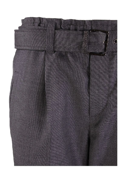 Shop Brunello Cucinelli Trousers Dark Grey With Belt