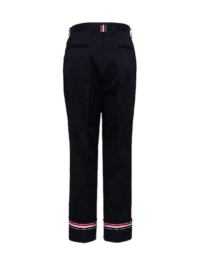 Shop Thom Browne Trousers With 4-bar Detail In Blu