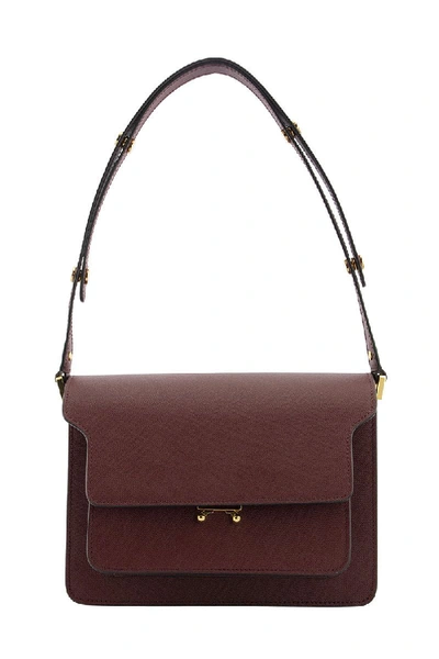 Shop Marni Trunk Bag In Saffiano Leather In Ruby