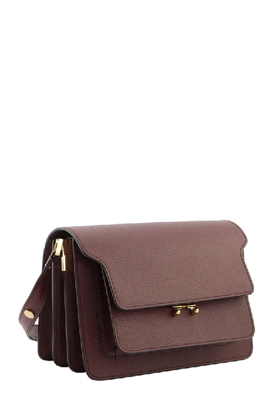 Shop Marni Trunk Bag In Saffiano Leather In Ruby