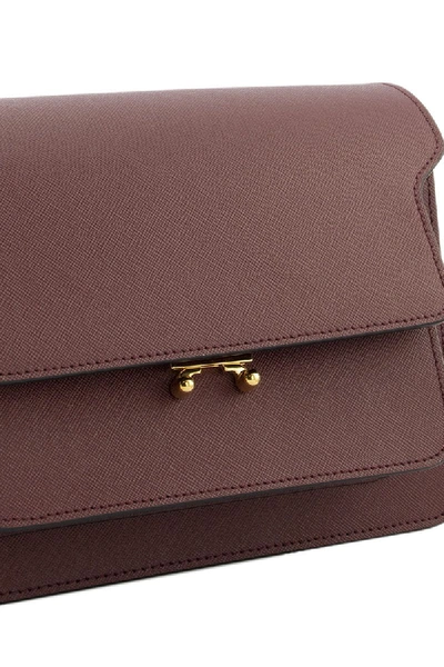 Shop Marni Trunk Bag In Saffiano Leather In Ruby