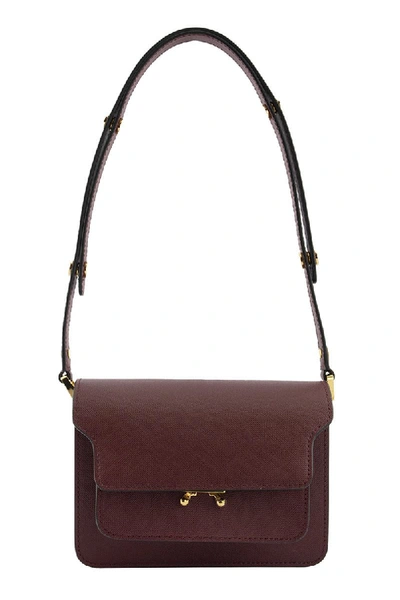 Shop Marni Trunk Minibag In Saffiano Leather In Ruby