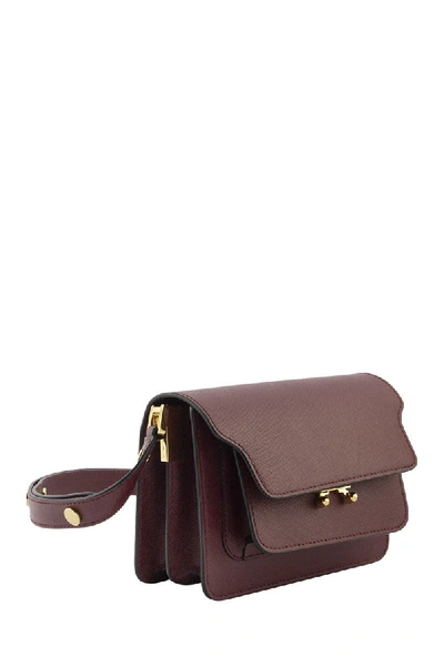 Shop Marni Trunk Minibag In Saffiano Leather In Ruby