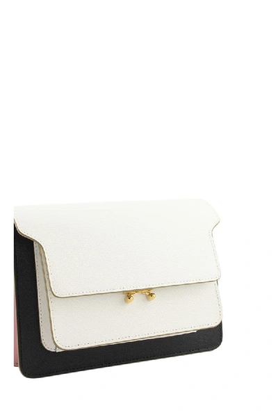 Shop Marni Trunk Bag In Saffiano Leather In Black/white/pink