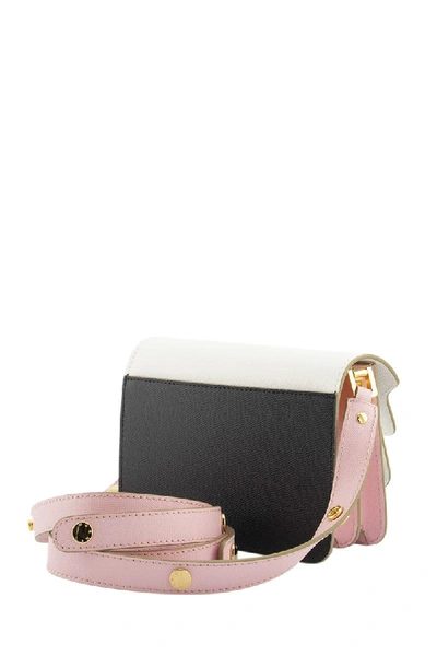 Shop Marni Trunk Minibag In Saffiano Leather In Black/white/pink