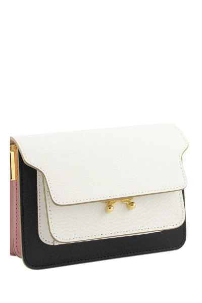 Shop Marni Trunk Minibag In Saffiano Leather In Black/white/pink