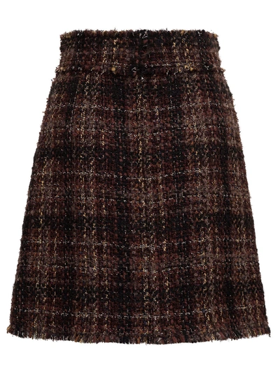 Shop Dolce & Gabbana Tweed Skirt In Brown