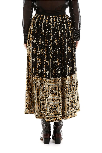 Shop Ulla Johnson Embroidered Skirt In Noir