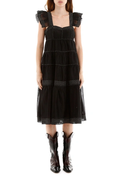 Shop Ulla Johnson Rosalie Midi Dress In Noir