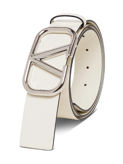 Shop Valentino Vlogo Leather Belt In White