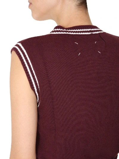 Shop Maison Margiela V-neck Vest In Bordeaux