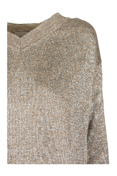 Shop Dondup V-neck Viscose Sweater In Gold