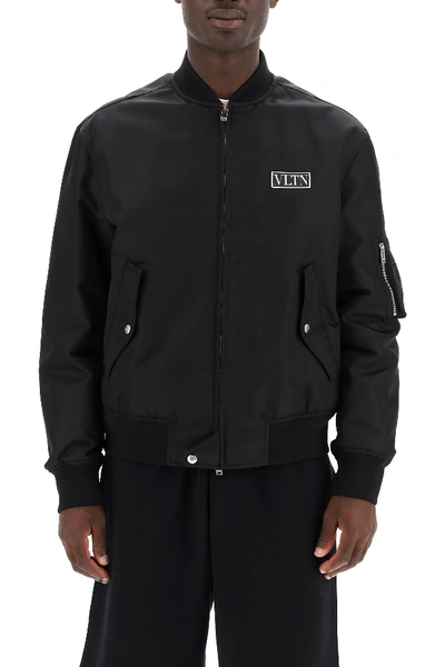 Shop Valentino Bomber Jacket With Vltn Tag In Nero