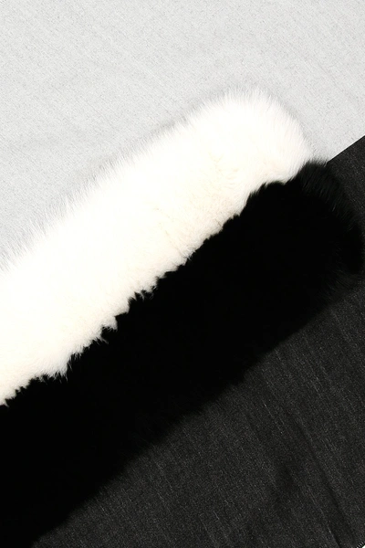 Shop Valentino Bicolor Scarf With Fur In Avorio Nero