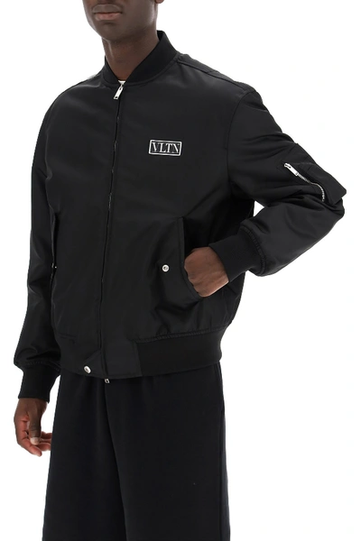 Shop Valentino Bomber Jacket With Vltn Tag In Nero