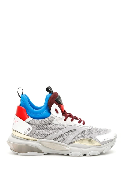 Shop Valentino Bounce Sock Sneakers In Bianco Rosso Grey