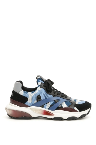 Shop Valentino Camouflage Bounce Sneakers In Bluette
