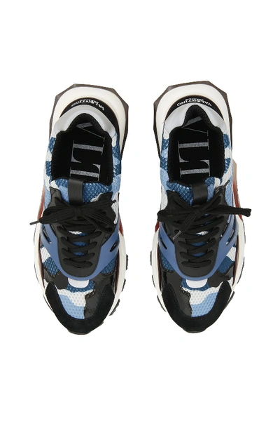 Shop Valentino Camouflage Bounce Sneakers In Bluette